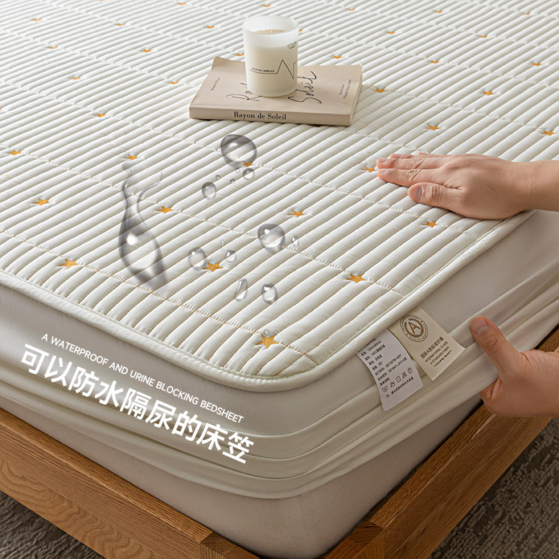 Embroidered Quilted Waterproof Bedskirt Single Piece Dorm Single Bed Cover Wholesale Home Double Mattress Protector Set of Three