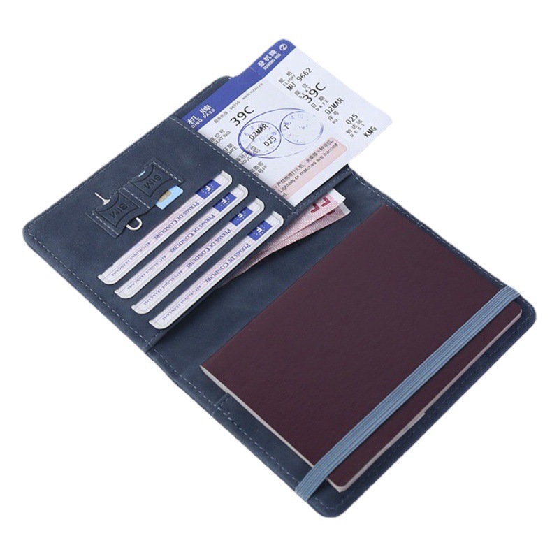 Clip de pasaporte de PU de punto caliente transfronterizo RFID paquete de tarjeta de oro rosa cubierta de visa de turista almacenamiento multicapa de alta calidad y bajo precio