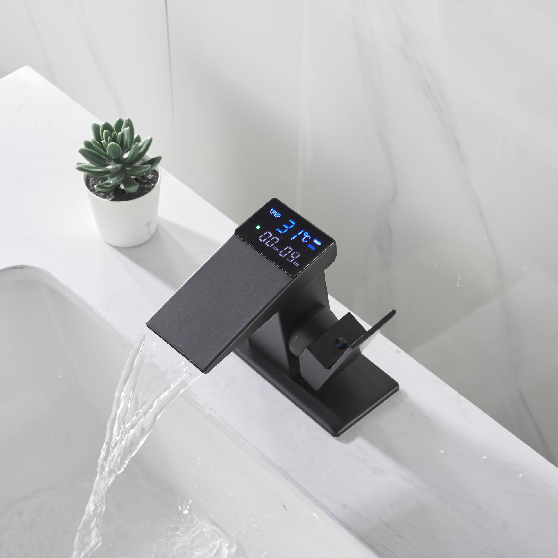 Grifo inteligente con pantalla digital y generación hidráulica, control de temperatura automático para baño o lavabo