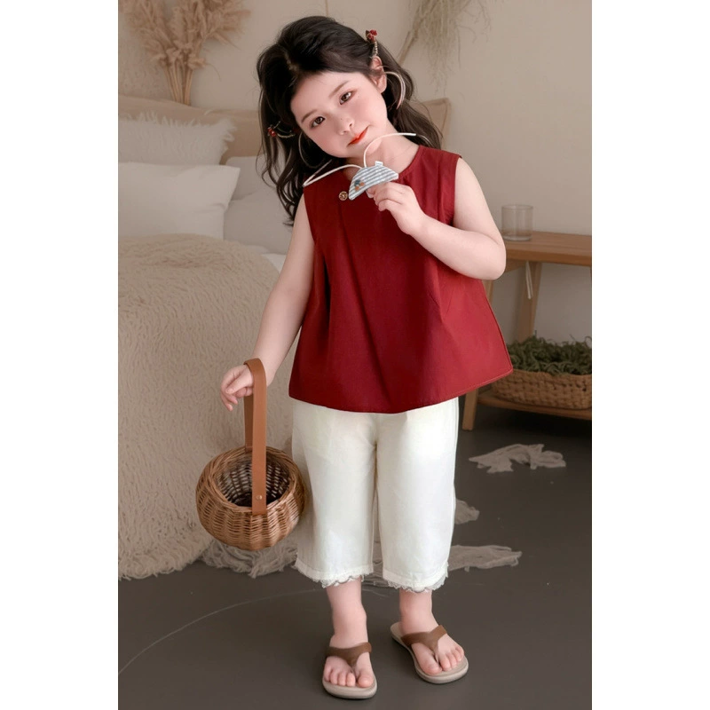 Summer clothing, set, children's vest sleevless, trousers girl's, western style