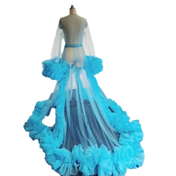 Aliexpress venta caliente de nuevo estilo exterior red simple cardigán chale de novia boda túnica de la mañana estudio madre embarazada arte foto capa