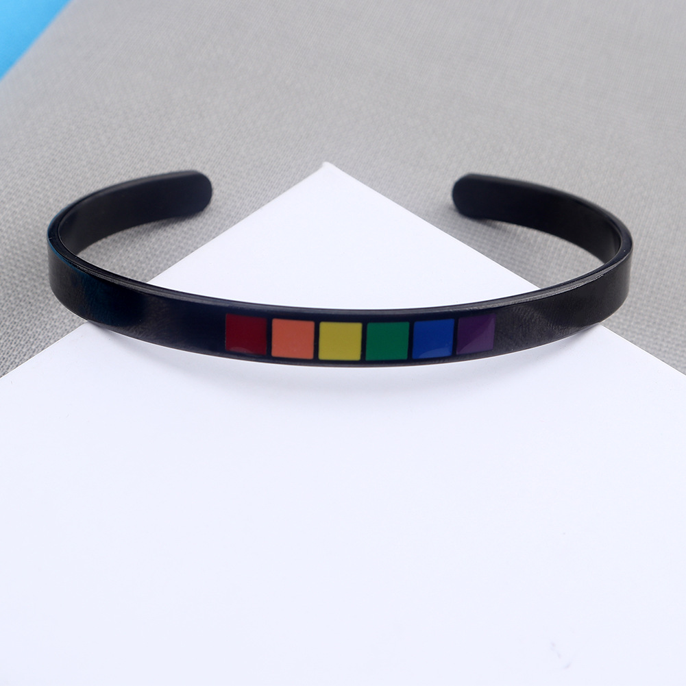Simple Style Rainbow Stainless Steel Cuff Bracelets display picture 6