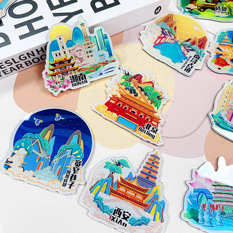 아크릴 인터넷 붉은 경치 스팟 냉장고 스티커 국내 관광 도시 관광 명소 기념품 맞춤형 국가 스타일 문화 및 창조적 인 마그네틱 스티커