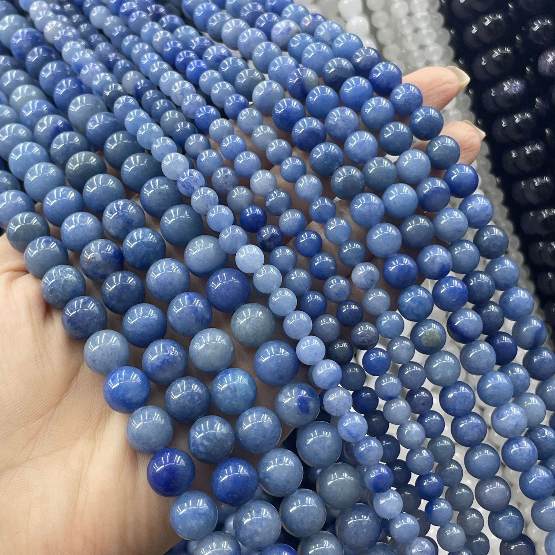 Blue round beads jade