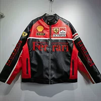 Осенняя и зимняя новая кожаная куртка Ferrari Harley мотоциклетный костюм короткая хлопковая вышивка крутая куртка