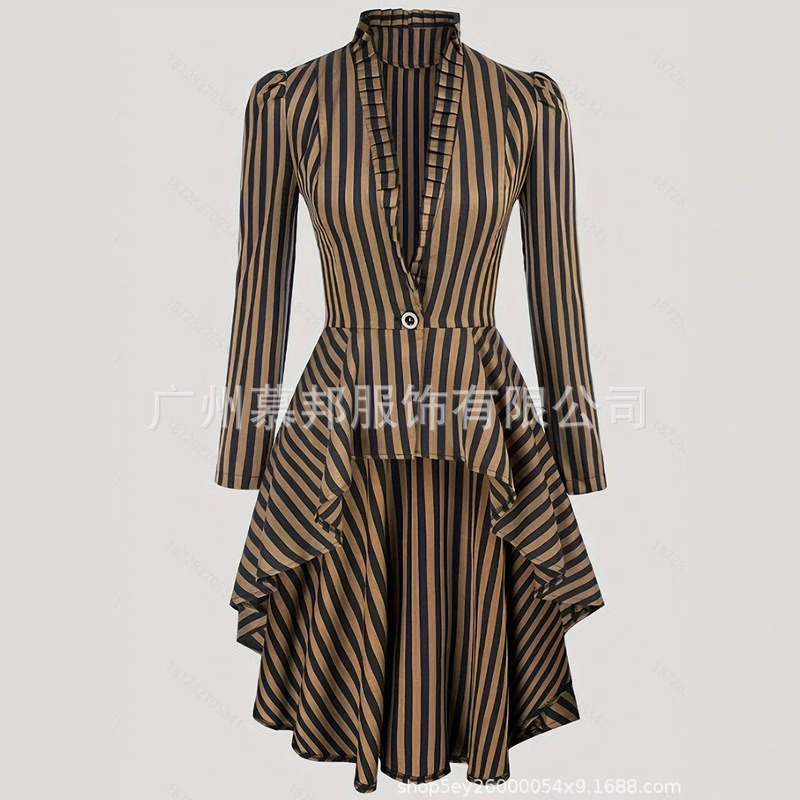 2023 European and American Cross-Border Ladies Classic Steampunk Long Thin Lace-Up Jacket