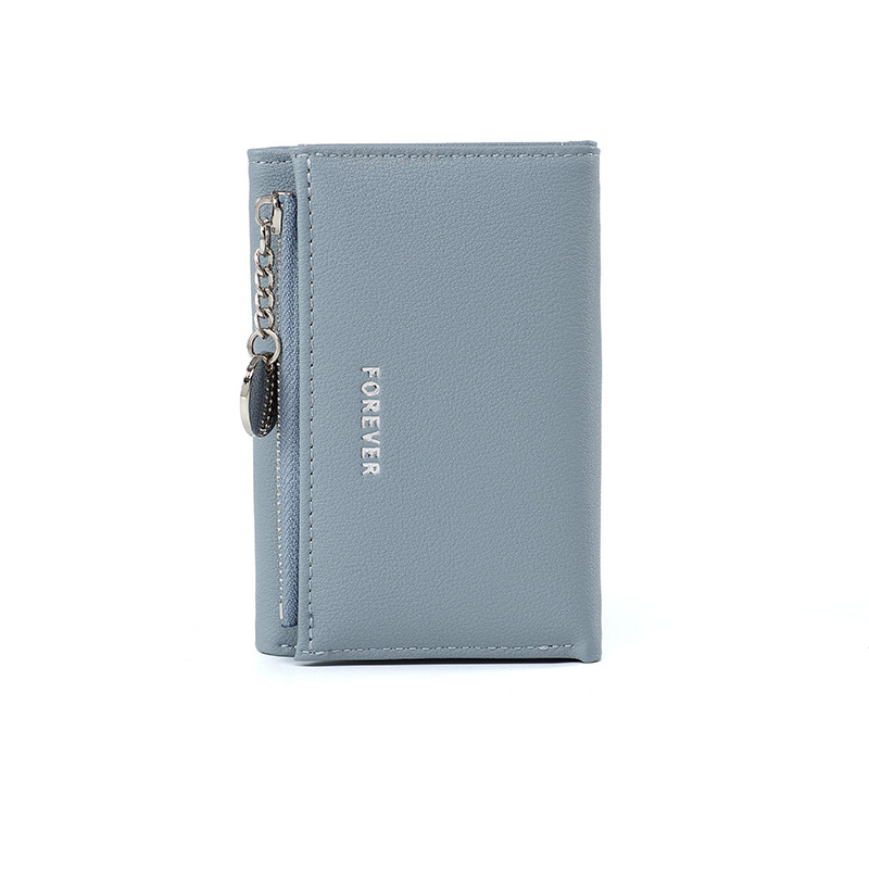 Nueva cartera para mujer, tarjetero japonés y coreano, tarjetero con tapa, color puro, monedero simple con cremallera cruzada, venta al por mayor