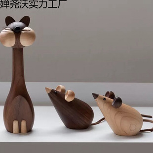 Tom and Jerry Creative Wooden Ornaments Soft Decoration Wooden Player Home Decorations Year of the Rat Zodiac Birthday Gift Doll Available