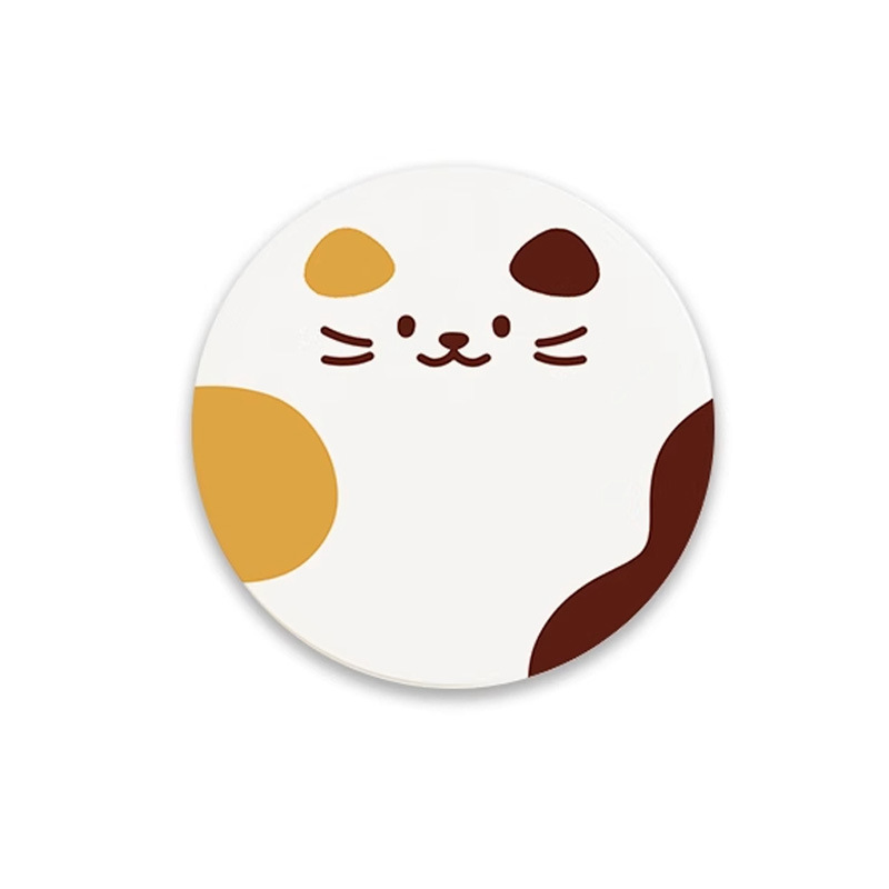 Posavasos de café de oficina de dibujos animados, posavasos de escritorio, posavasos de agua redondos, almohadillas absorbentes de agua de barro de diatomeas, encimera de secado rápido