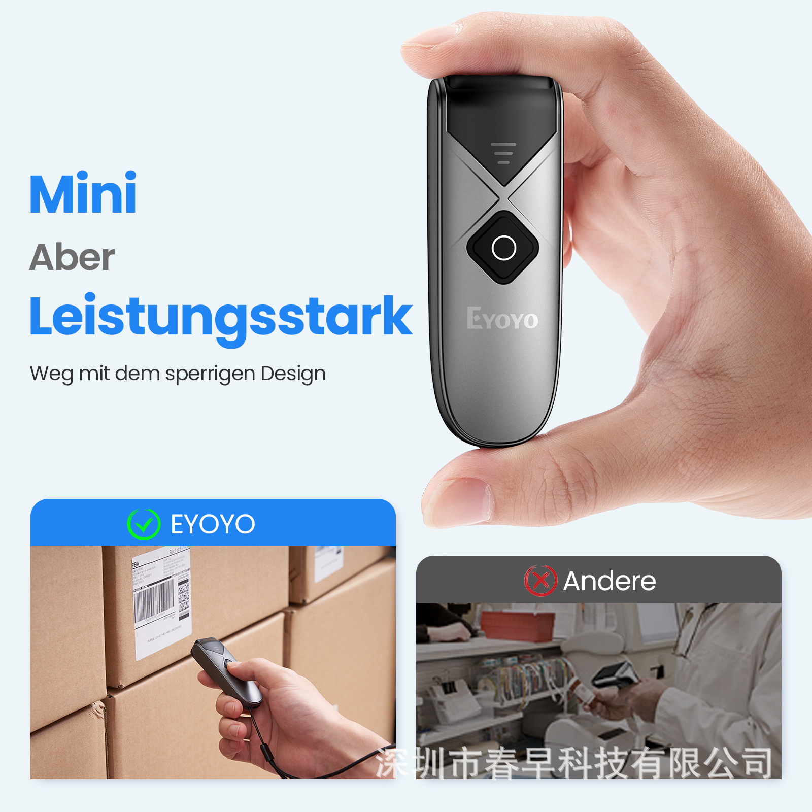 Escáner portátil Eyoyo EY-015 2D | Lector de códigos inalámbrico 3 en 1