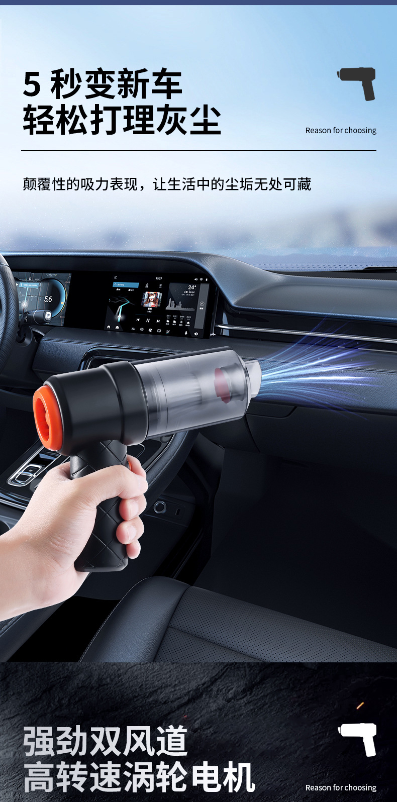 Car vacuum cleaner suction blowing one family car dual-purpose pet hair suction handheld wireless portable car vacuum cleaner