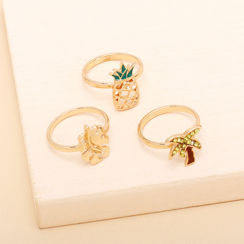 Wholesale Jewelry Pineapple Coconut Tree Ring Set Nihaojewelry display picture 3