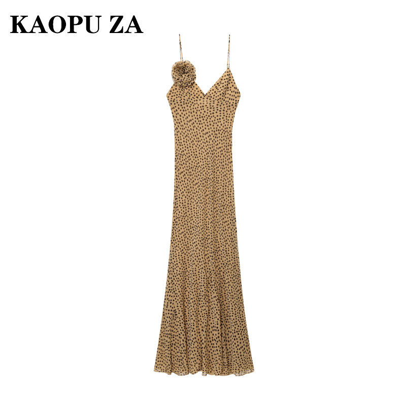Kaopu Za 2025 Summer Ladies Sexy Fashion Sleeveless Backless Skirt Suspender Party Long Skirt