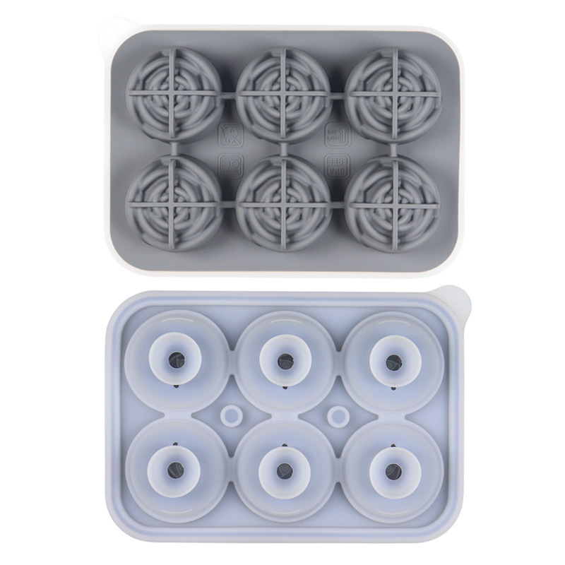 Caja de molde de hockey sobre hielo de silicona Ice Cube máquina de hielo 4-piece Rose whisky Comercial Grande cuadrado redondo image 13