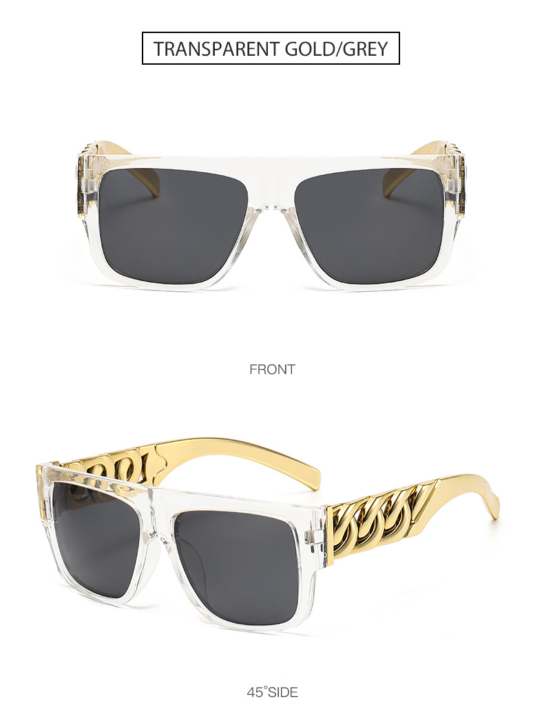 60g Weight Full Frame Glasses Structure Sunglasses Classification Ac, UV400 Protection Lens Material Square Glasses Style Party, Street Occasion Geometric Pattern Unisex Gender IG Style, Punk Style Grey, Black Color IG Style Punk Geometric Ac UV400 Protection Square Full Frame Men's Sunglasses 6