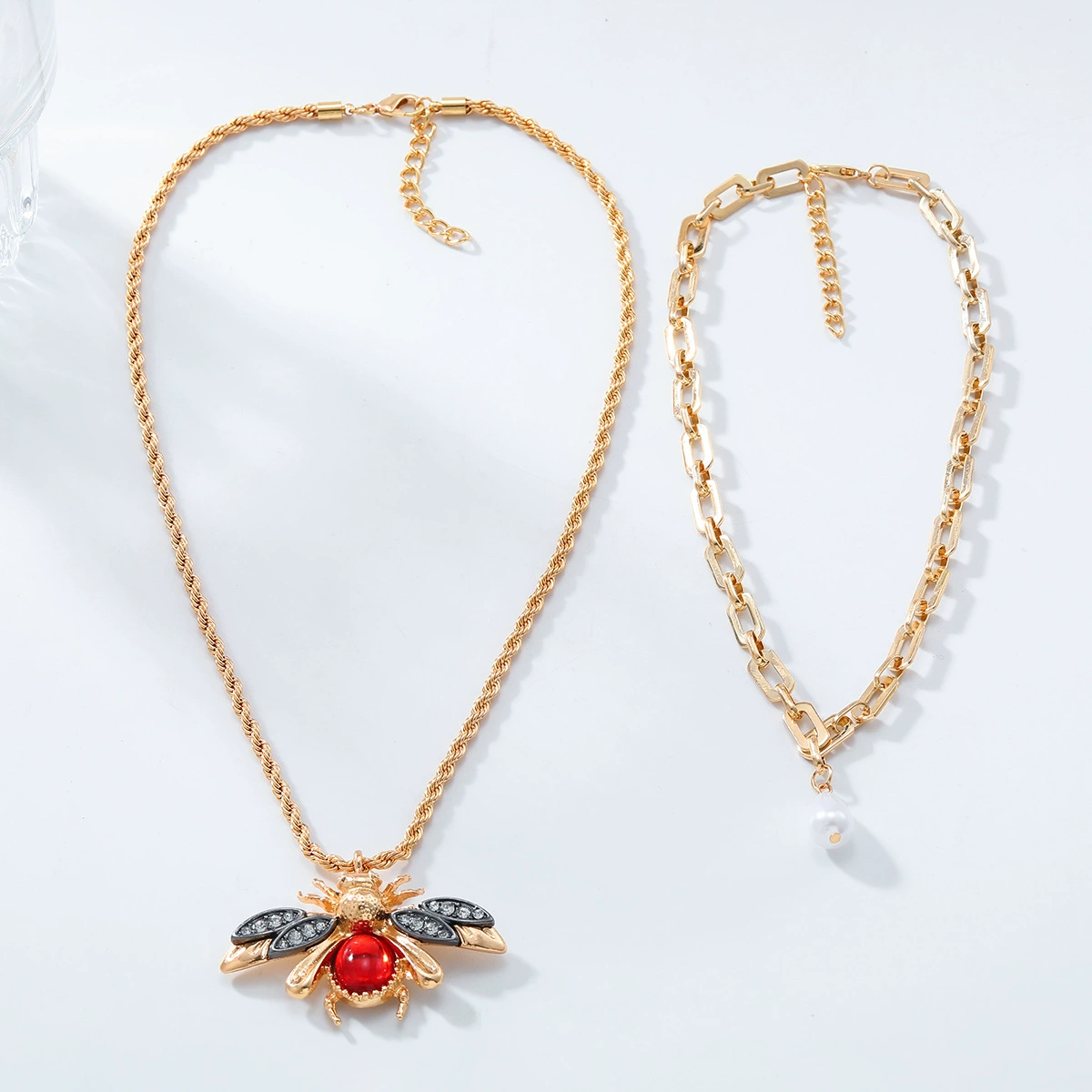 Brand set from pearl, pendant, retro necklace, European style