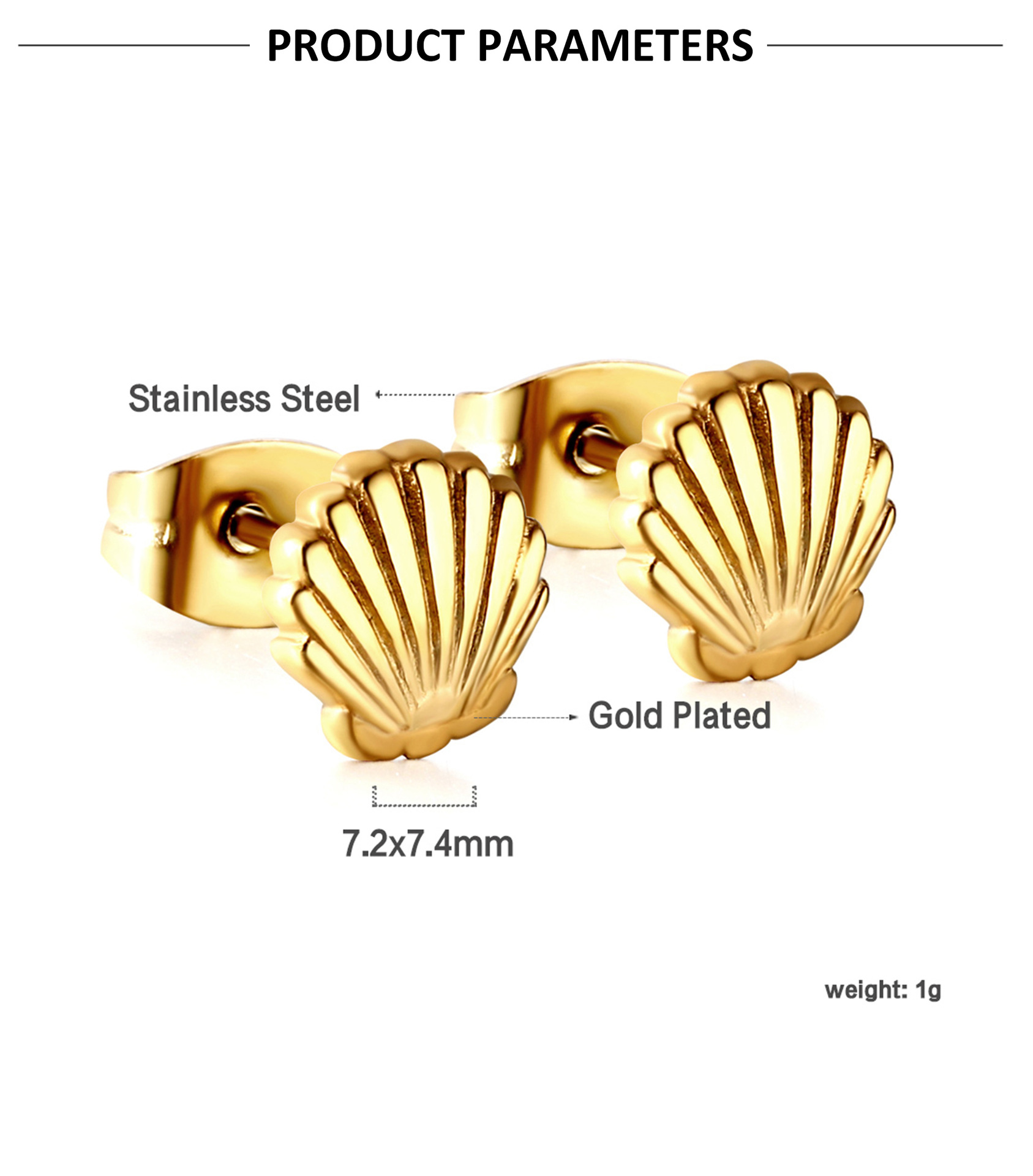 1 Par Estilo Simple Cascarón Enchapado Acero Inoxidable 304 Pendientes display picture 3