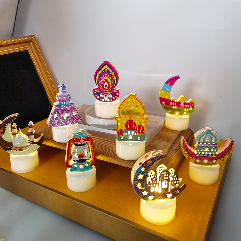 Nueva lámpara de vela electrónica LED iluminación creativa iluminación de atmósfera decoración pequeña lámpara de color hierro forjado estrella de modelado lámpara de noche
