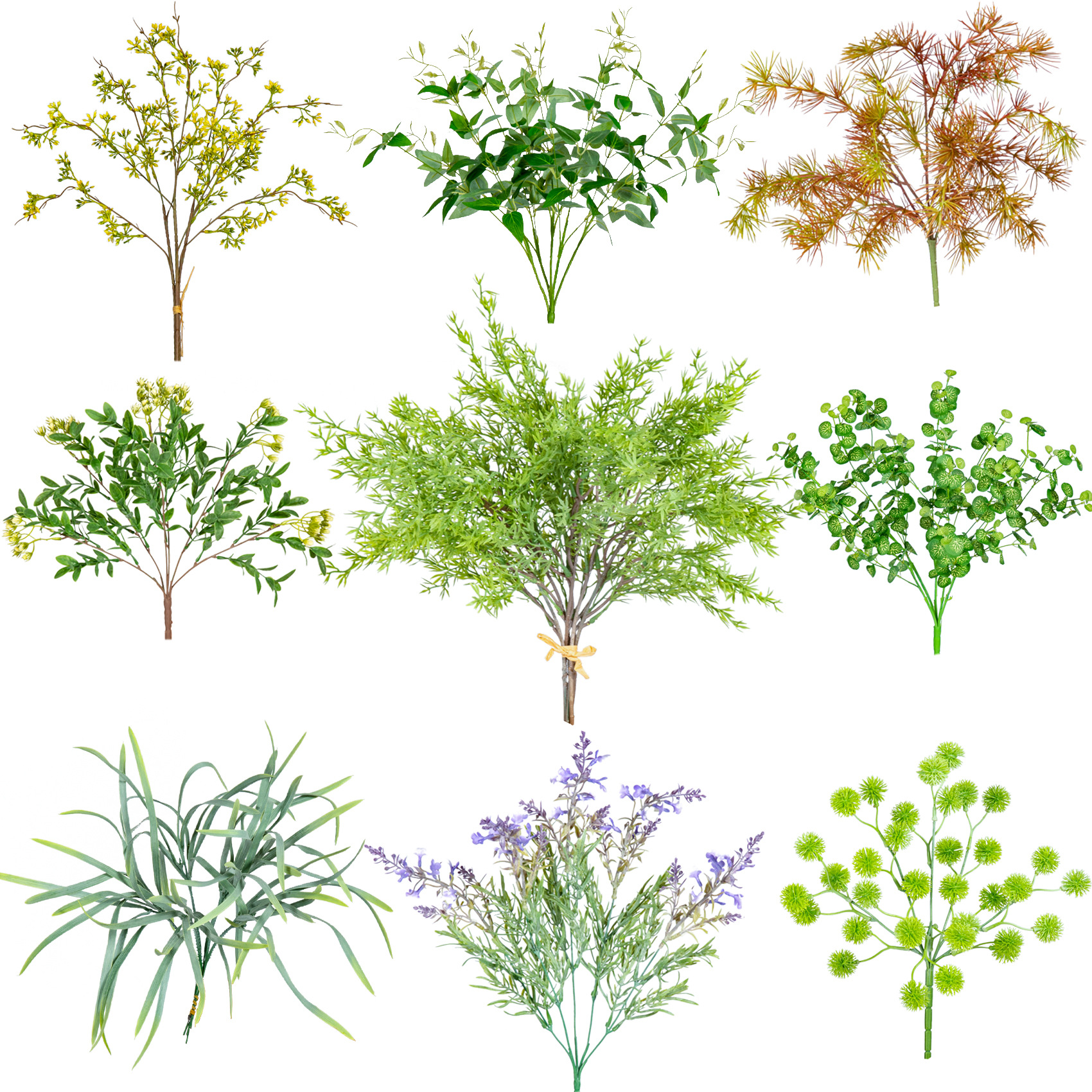 高端仿生植物假花草塑料花水草假叶子仿真绿色绿植插花背景墙装饰