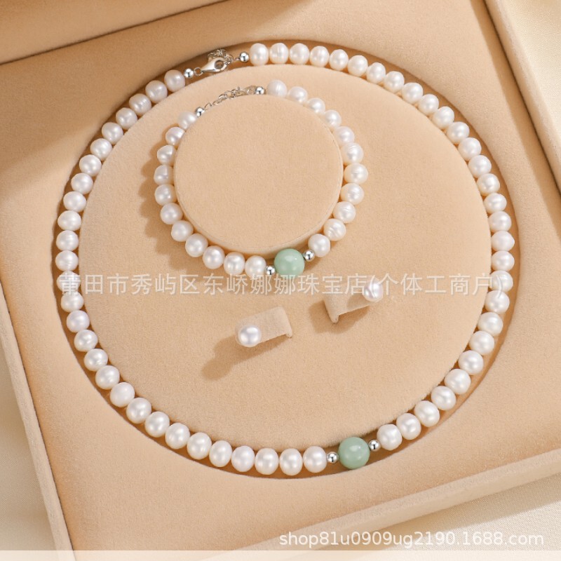 Non-Fading Imitation Pearl Three-Piece Set for National Day Bride, Mother-In-Law, Mother-In-Law, Wedding Clothes, Jewelry Gifts Wholesale