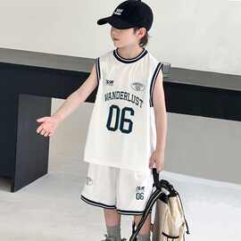 现货男童夏季无袖背心运动套装2026中大童速干透气篮球服男孩夏装