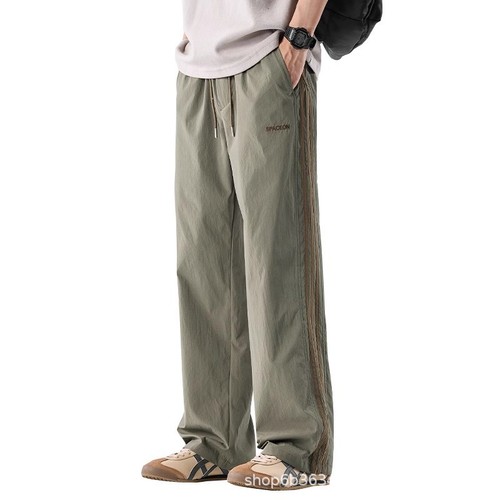 Men's Summer 2025 American Streetwear Camouflage Combat Loose Straight-Jegging Parachute Pants for Men