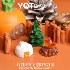 YQTミニチュアモンゴルのキャンプファイヤーのケーキはクリームゴム樹脂diyアクセサリーのデスクトップのおもちゃの置物を食べます。