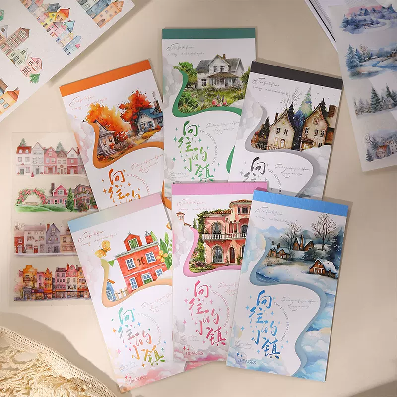 สติกเกอร์ไดคัทลายบ้านสไตล์ยุโรป 10 แผ่น