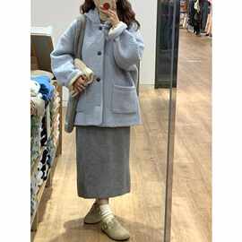 2025年秋冬季新款小个子赫本风韩系帽毛呢大衣女呢子外套感