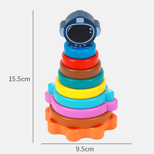 Baby cartoon macaron color roly-poly rainbow Hanoi tower assembly stack and play balance grasping blocks toy