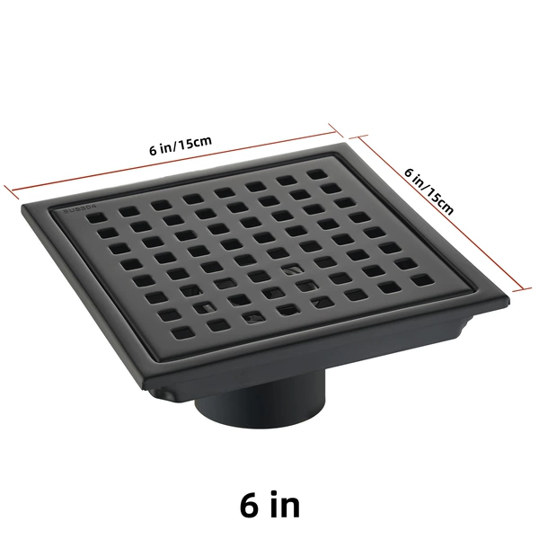 150*150mm (6 inch) square single floor drain black
