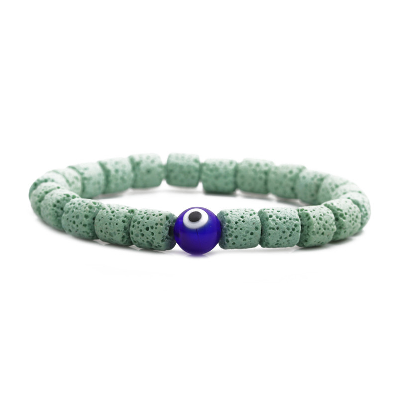 19g Weight No Inlaid Inlay Material Bracelets Classification Housewarming, Anniversary, Business, Wedding, Travel, Birthday, Festival Occasion Devil'S Eye Pattern Unisex Gender Fashion Style Dark Blue, White, Red, Green, Blue, Black Color Volcanic Stone Bracelet 12