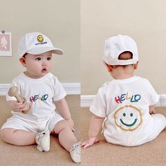 Baby Summer Short Sleeve Bodysuit for Newborn Boys, Full Moon and 100th Day Thin Version, Ultra Cute and Adorable Half-Sleeve Hairy Suit for Crawling