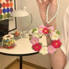 春日花环车挂 编织diy材料包毛线钩织花朵挂件钥匙扣自制闺蜜女友