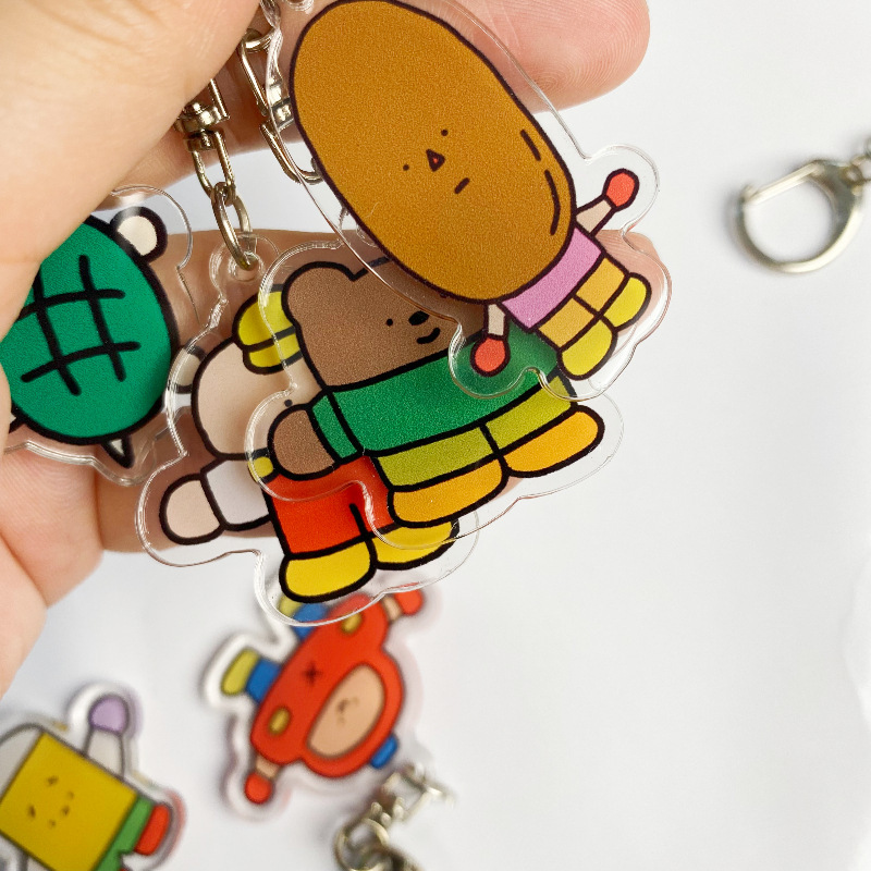 厳選された新しいアクリルキーホルダー両面かわいい漫画子供っぽいカップル親友バッグジュエリーペンダントギフト|undefined