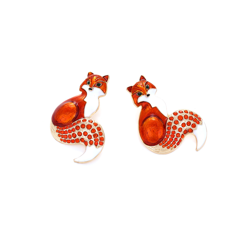 Casual Occasion 1 Pair Cartoon Style Fox Enamel Zinc Alloy Ear Studs
