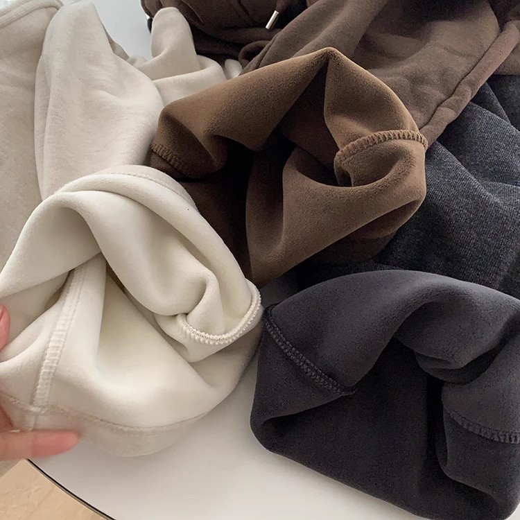 2024 가을과 겨울 슈퍼 올 매치 슬림 따뜻한 단색 넓은 다리 스트레이트 다리 바지 겨울 하이 허리 캐주얼 바지 기모