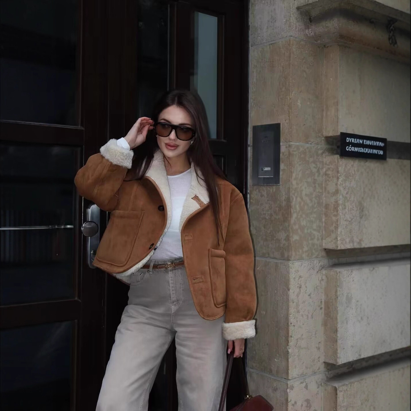 跨境欧美2025秋季新品女装 高级感欧美街头时尚双面穿 夹克外套女