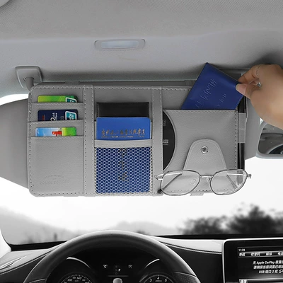 Avtomobil Günəşlik Saxlayıcı Çoxfunksiyalı Avtomobil Daxili Eynək Kart Saxlama Çantası Sertifikat Saxlayıcı