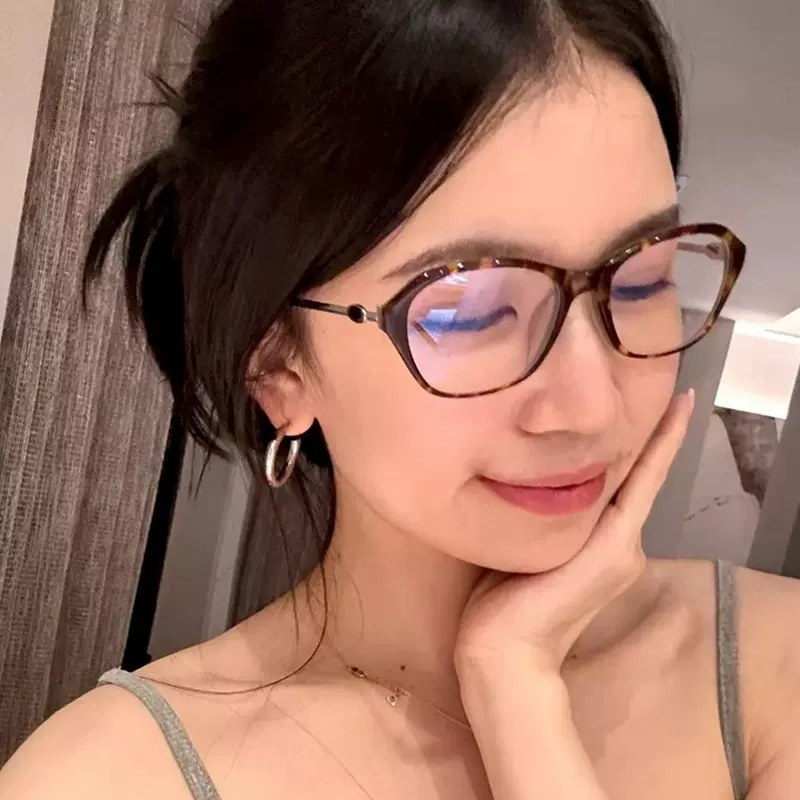 2024新款复古防蓝光眼镜女时尚黑框猫眼平光镜学院风近视眼镜框