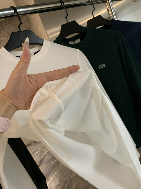 Designer Style! Bbrone Brand! Exquisite Embroidered Autum Men's Waffle Round Neck Long-Sleeved Sweatshirt Bottoming Shirt