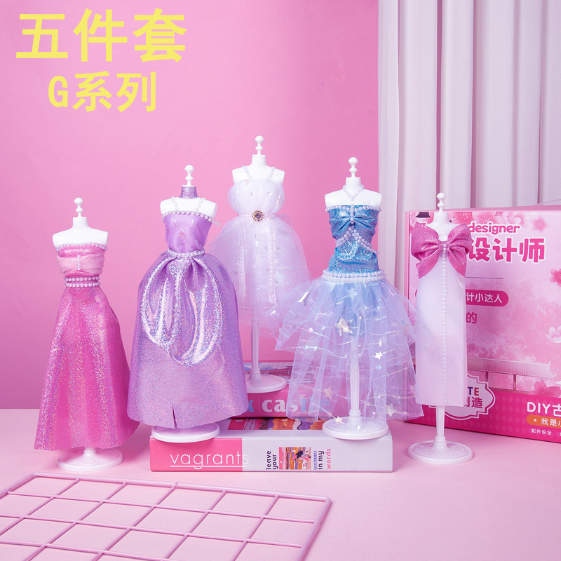 Kit de materiales para diseño de ropa infantil, juguetes de diseño, vestido Hanfu, juego de imitación, creativo, hecho a mano, educativo