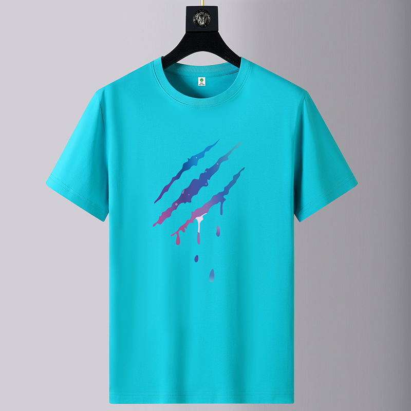 男士短袖T恤夏季棉体恤圆领潮流半袖学生宽松打底衫一件代发印花