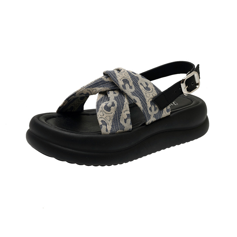 Sandalias de plataforma ligera Manjia para mujer 2024 nuevo verano con punta abierta pequeña fragancia Roma ropa exterior sandalias y pantuflas de playa para mujer