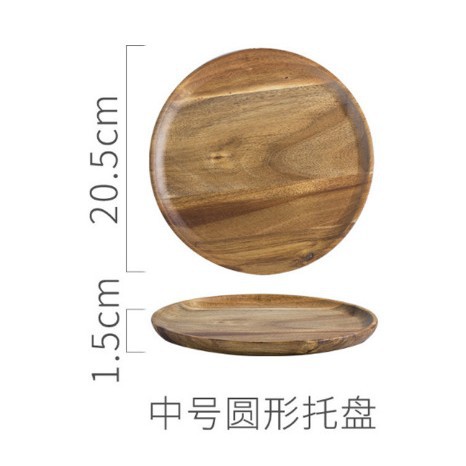 Decoración de postre boda cumpleaños accesorios de decoración mango de cobre Acacia bandeja de madera pastel platos de bocadillos estante de exhibición