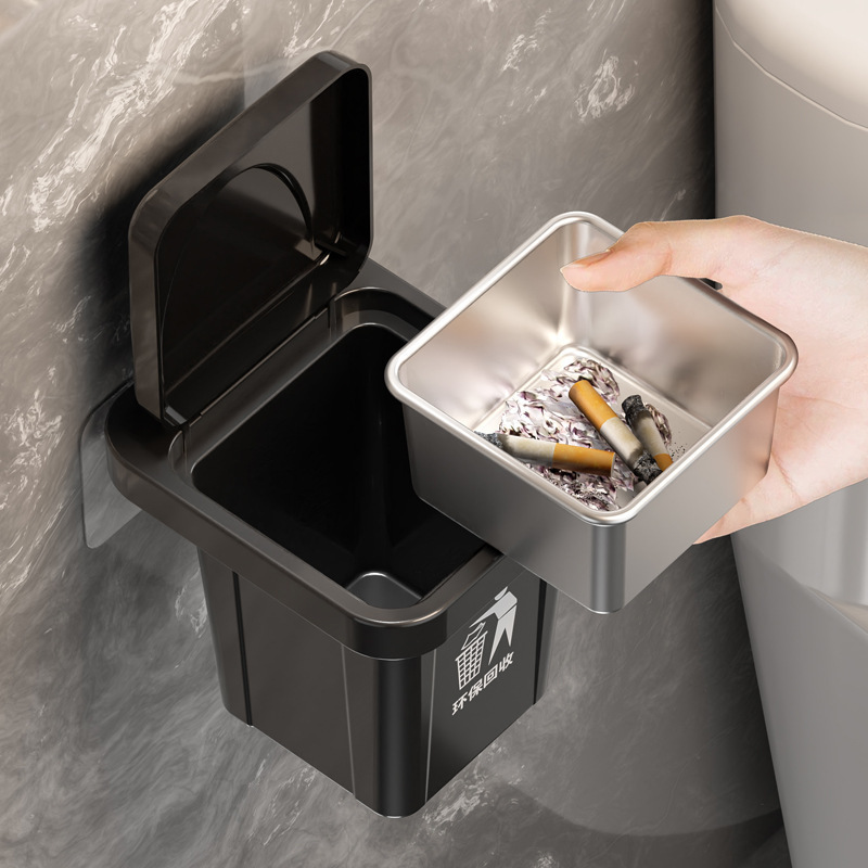 創造的なゴミ箱灰皿には家庭用の高颜値を厚くしたトイレの壁掛け式の蓋付き灰皿があり、灰が飛ぶのを防ぐ|undefined