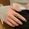 Small design brand ring, minimalistic glossy adjustable accessory, Japanese and Korean