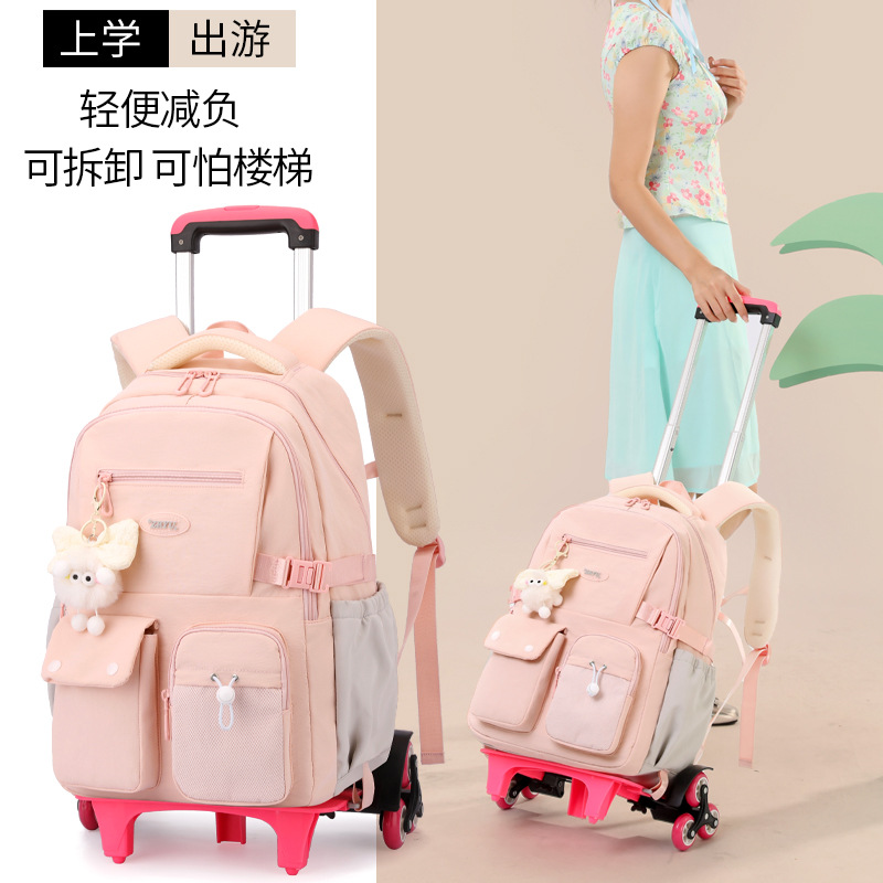 Mochila de tracción transfronteriza de peces naturales para estudiantes de escuela secundaria de grado 3 - 6 moda de alta capacidad para estudiantes de tracción para subir escaleras