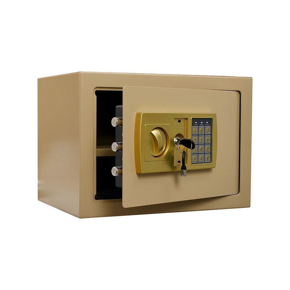 Caja Fuerte de Acero Encastrable 25cm de Acero Inoxidable, Antirrobo para Hogar y Oficina