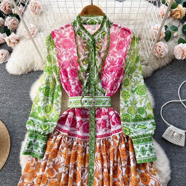 Demi-season retro long skirt